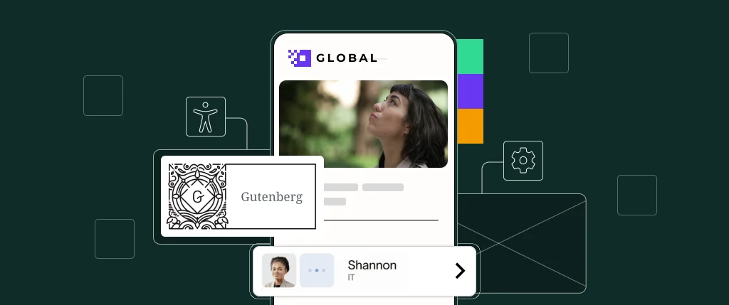 A green banner image showing a mobile interface and options to build blocks using Gutenberg